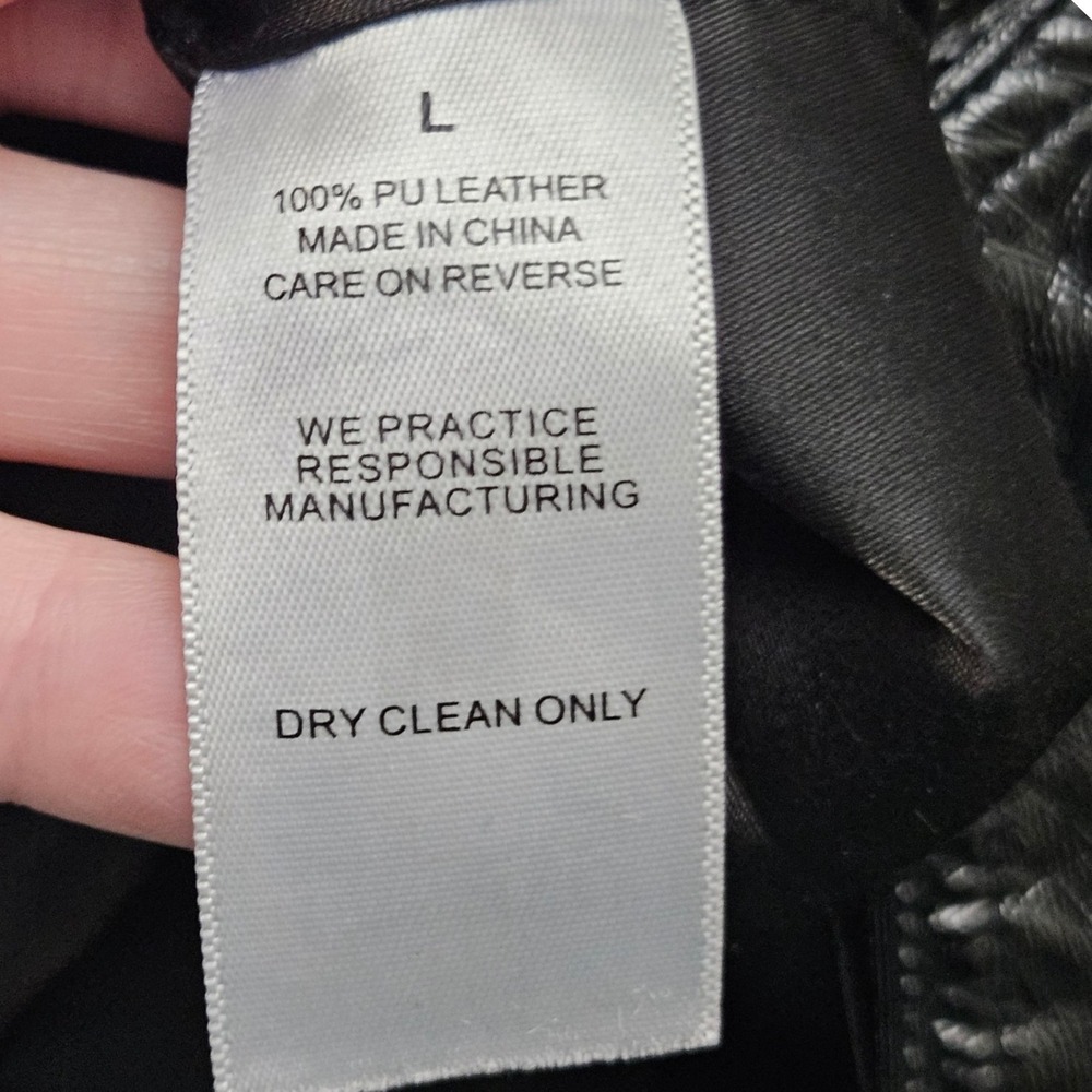 Nonchalant Label Campbell Mini Skirt L Black Faux Leather Glam Moto Biker Edgy - Picture 5 of 9